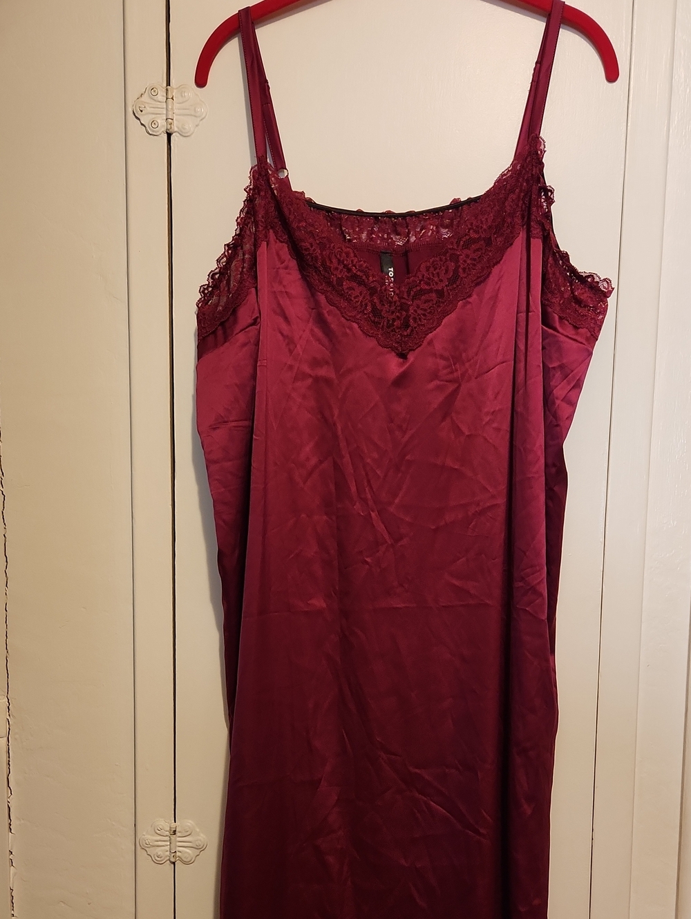 Torrid Burgundy Lace Trim Satin Sleep Dress